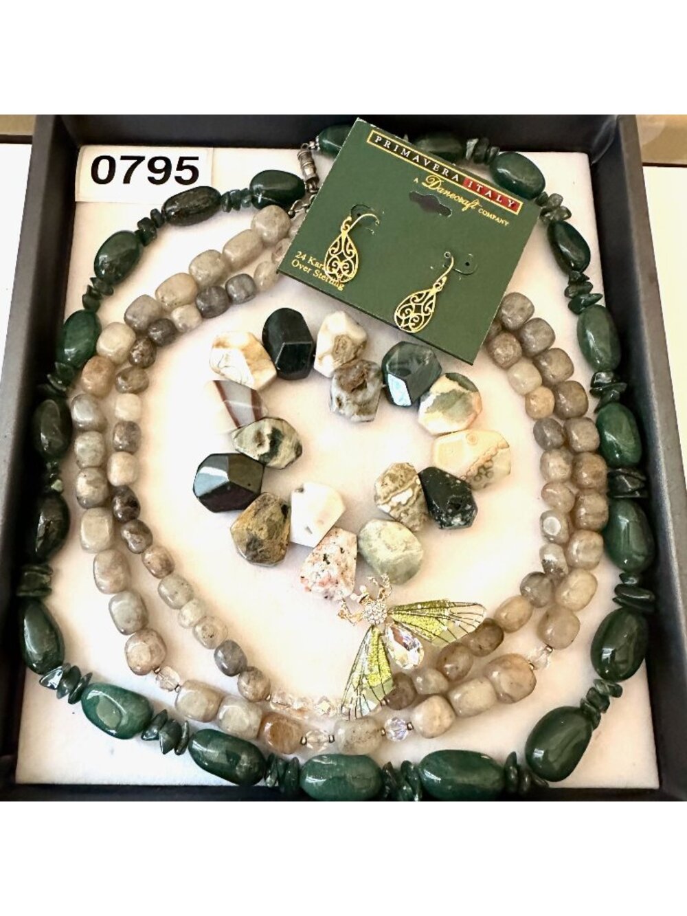 Jewelry Lot Vintage Modern Green Jasper Sterling Necklaces Earrings Bracelet
